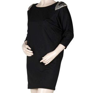 Elizabeth and James Beaded and Sequined Black dres